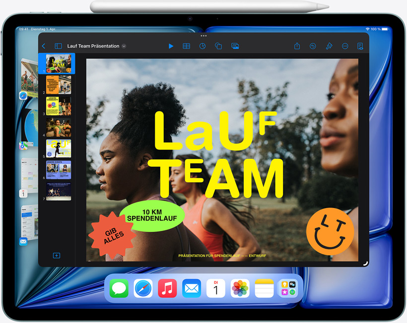 Ein iPad Air zeigt, wie Stage Manager Multitasking unterstützt