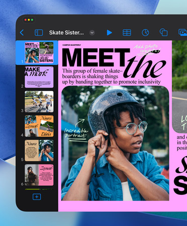 Et åpent Keynote-vindu viser de rene linjene til alle kontrollene.