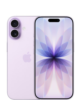 iPhone 17, parte posterior, color lavanda, sistema de dos cámaras Fusion en la parte superior izquierda, logo de Apple en el centro, parte frontal, color lavanda, Dynamic Island en el centro de la parte superior