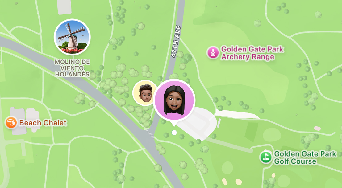 Ubicación de amigos en el mapa de la app Encontrar