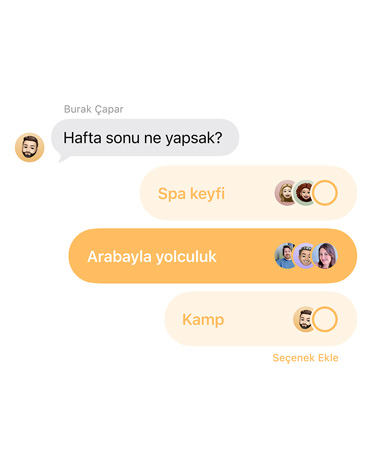 Mesajlar uygulamasında kullanılmakta olan Oylama özelliği gösteriliyor