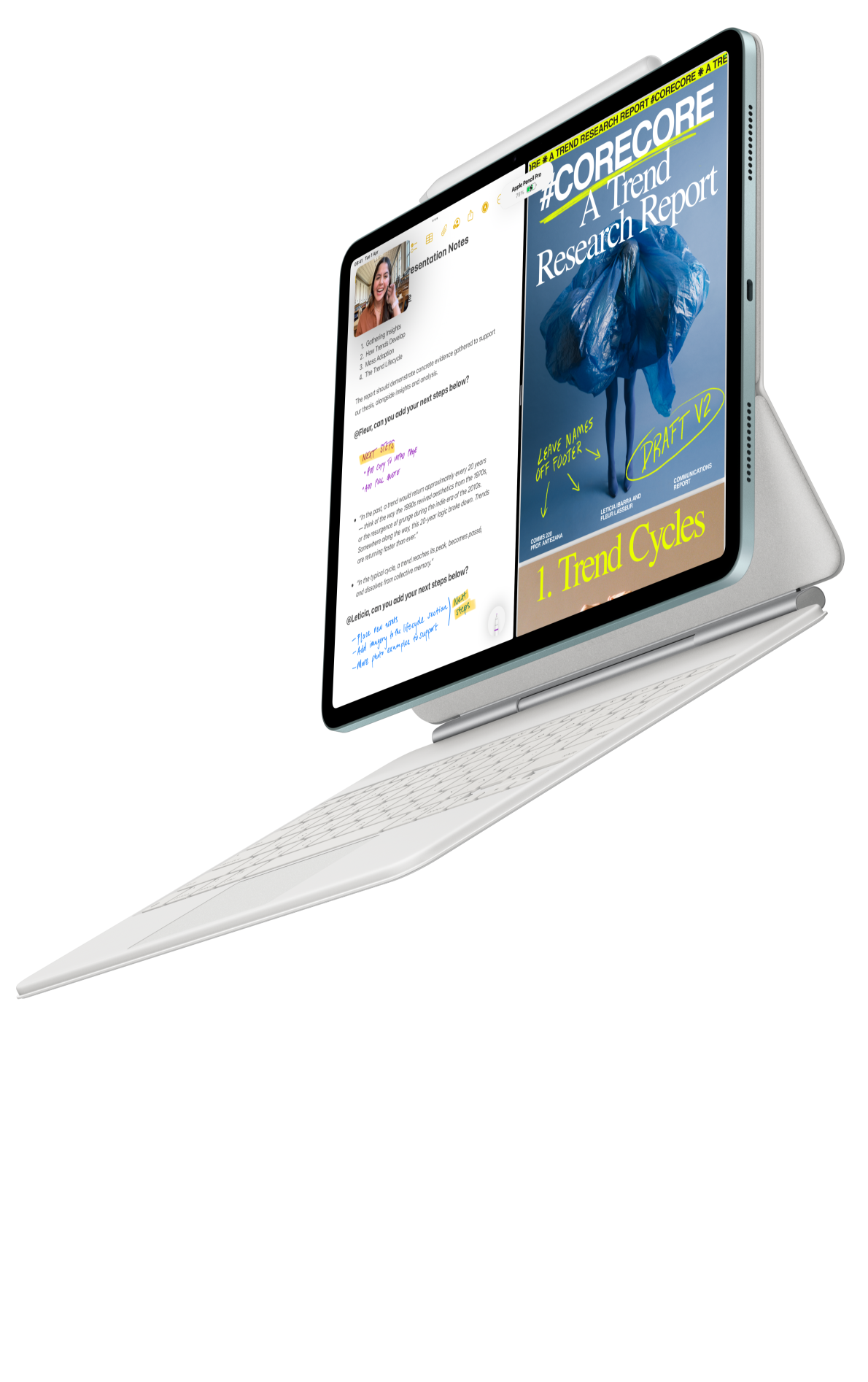 iPad Air attached to Magic Keyboard for iPad Air and Apple Pencil Pro