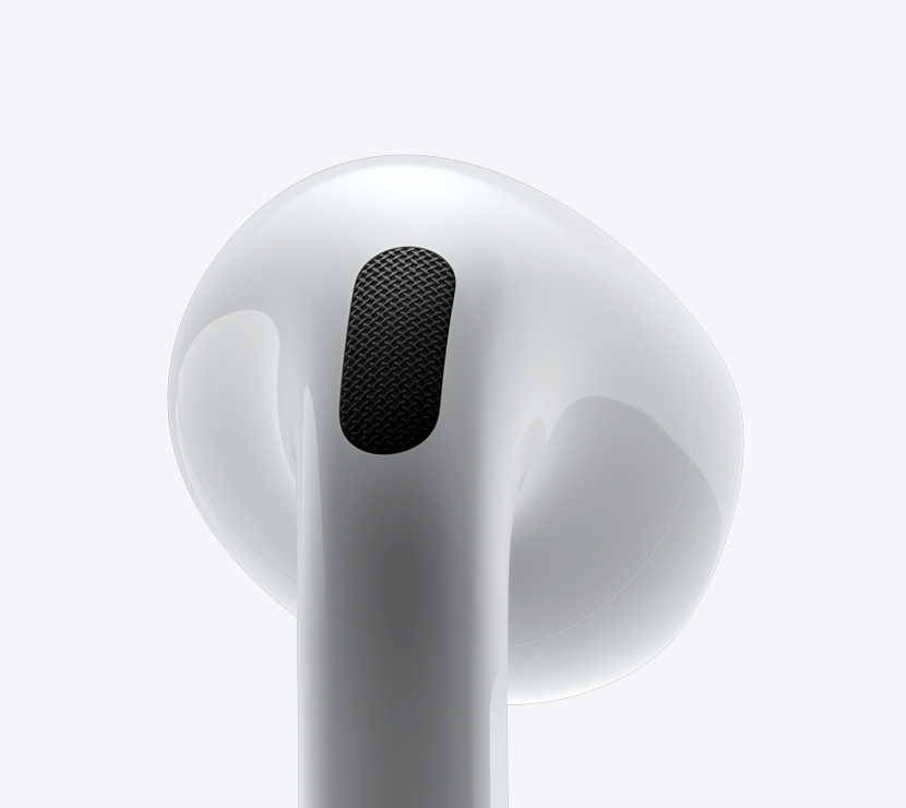 Κοντινό πλάνο, πλάγια όψη των AirPods 4.