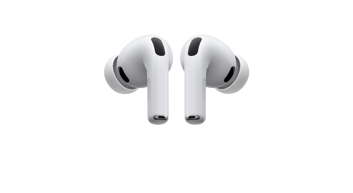 AirPods Pro 3, linker und rechter Kopfhörer, Farbe Weiss, Ohreinsätze aus Silikon