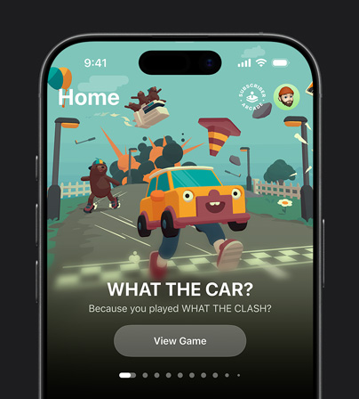 Bild einer Spielempfehlung, die im Mediathek Tab in Apple Games auf dem iPhone 17 Pro angezeigt wird