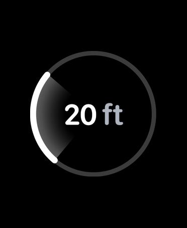 Precision Finding, white progress bar encircles estimated distance to misplaced iPhone