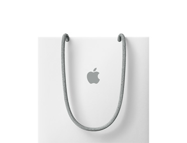 Sac Apple blanc, anse en corde grise, logo Apple gris centré