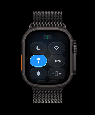 Apple Watch Ultra 3, color natural, caja de titanio, Centro de Control, botón de Linterna