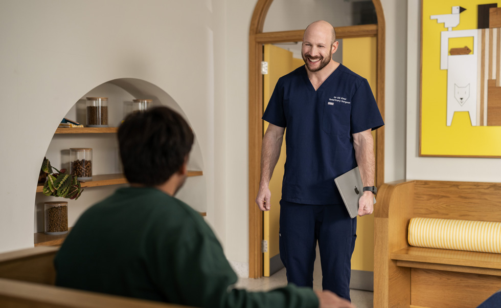 Vets and nurses can easily go from client to client with the light and powerful MacBook Air.