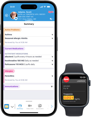 Software die Epic Haiku en Epic Limerick weergeeft op iPhone en Apple Watch.
