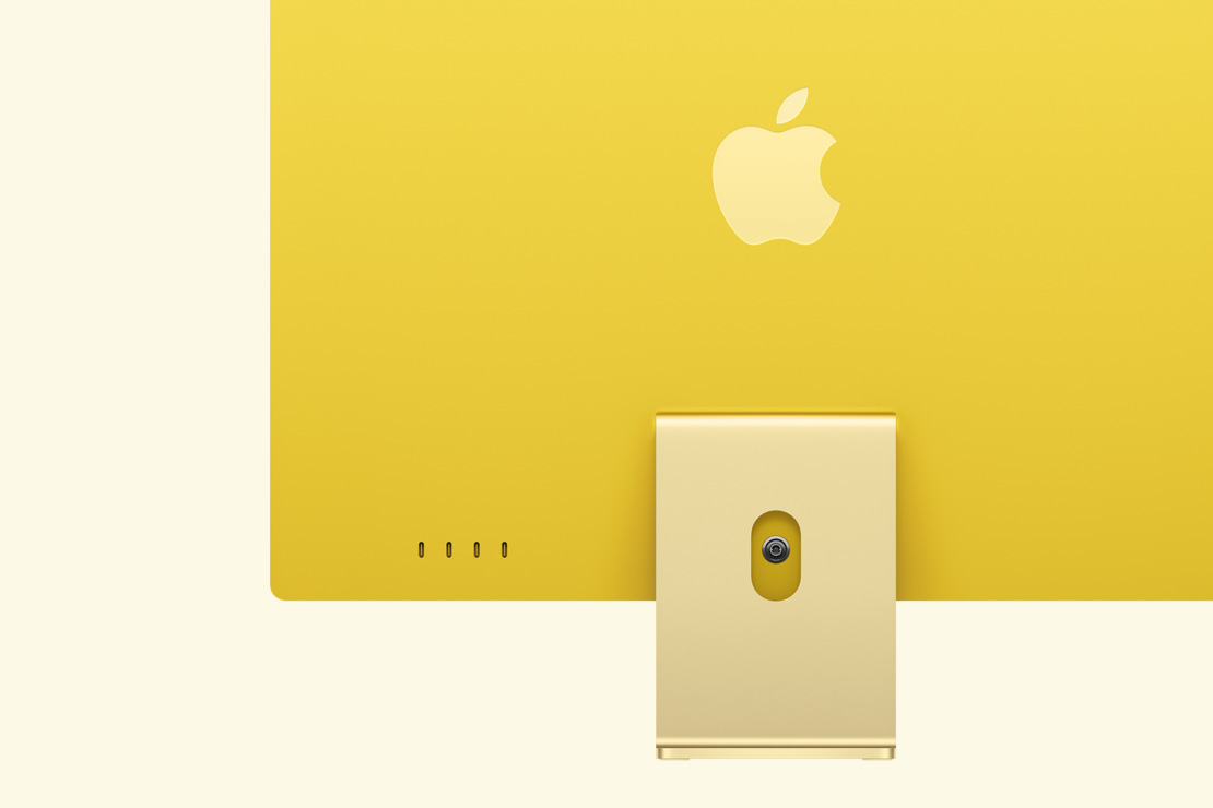 Kollane iMac tagantvaates, mis toob esile neli USB‑C liidest