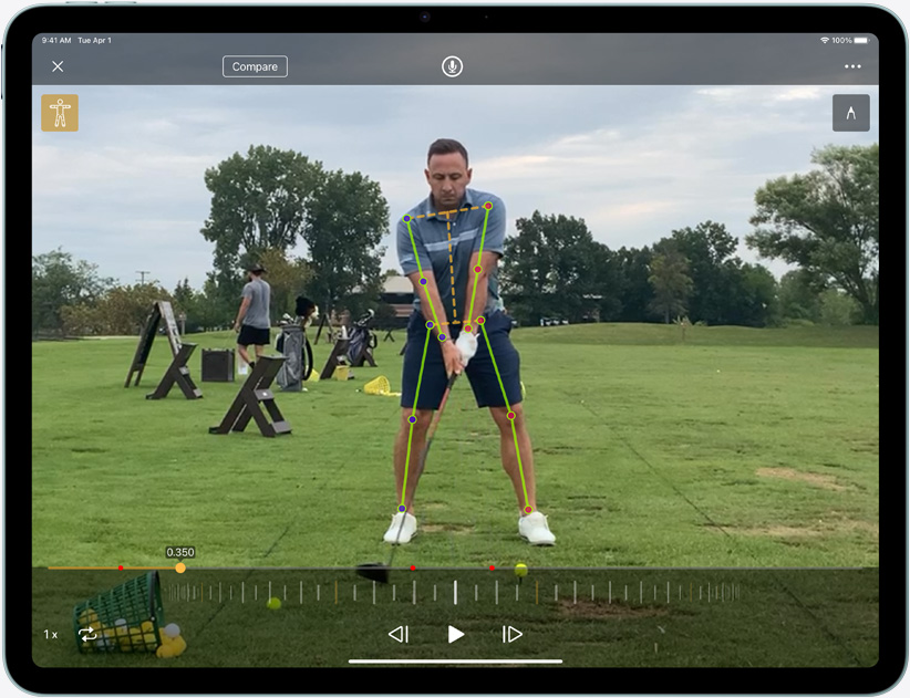iPad Air w orientacji poziomej, pokazane działanie systemu Neural Engine