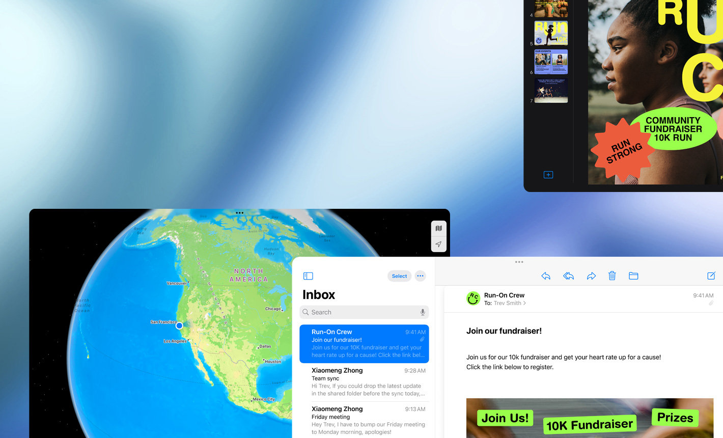 Ekrany różnych aplikacji, ułożone poziomo