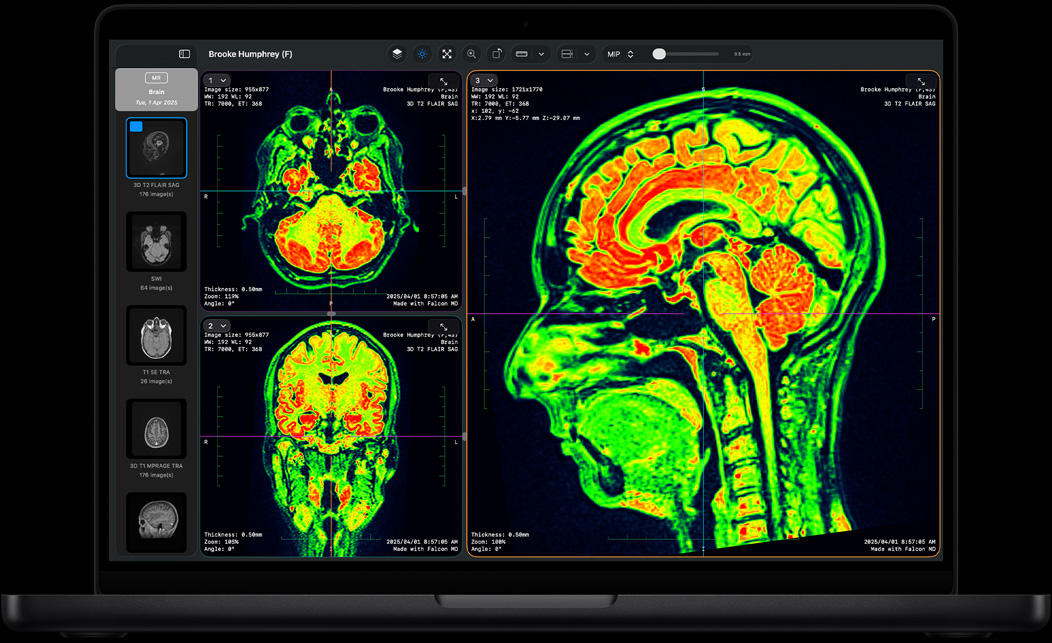 Ekran računala Macbook Pro s prikazom Falcona MD